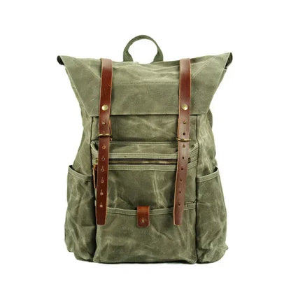 Wax Washed Canvas Backpack 23L army green