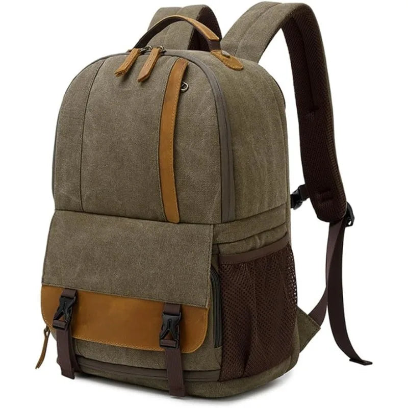 Wax canvas camera bag green