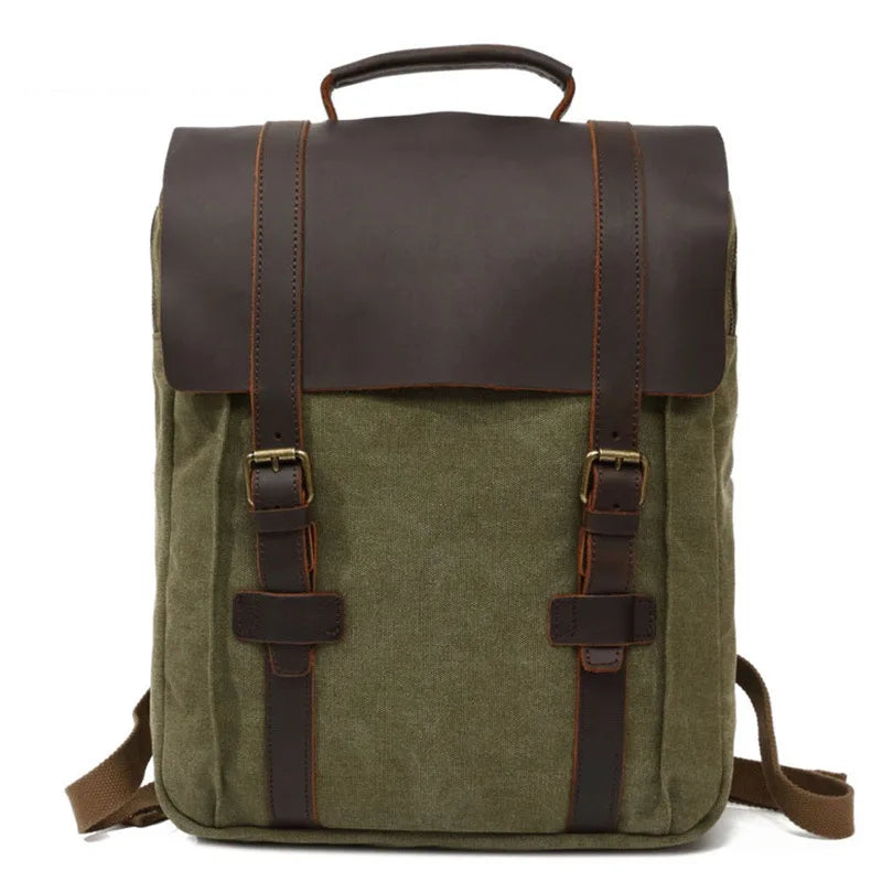 Waxed Canvas Backpack Minimalist Army Green