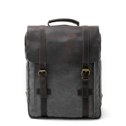 Waxed Canvas Backpack Minimalist Dark Grey