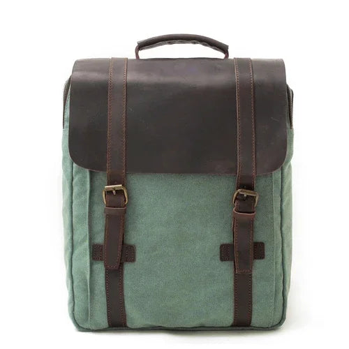 Waxed Canvas Backpack Minimalist Green Lake