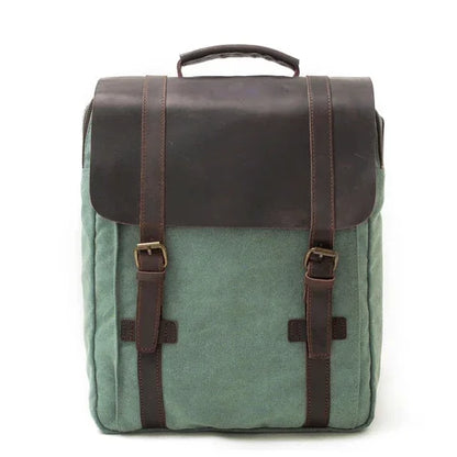 Waxed Canvas Backpack Minimalist Green Lake