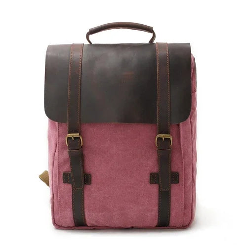Waxed Canvas Backpack Minimalist Hot Pink