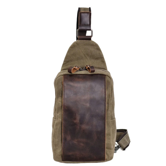 Waxed Canvas Crossbody Backpack dark grey