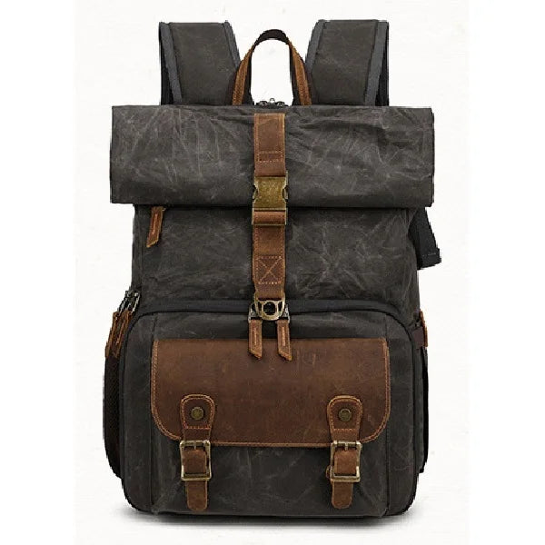 Waxed Canvas DSLR Backpack Black