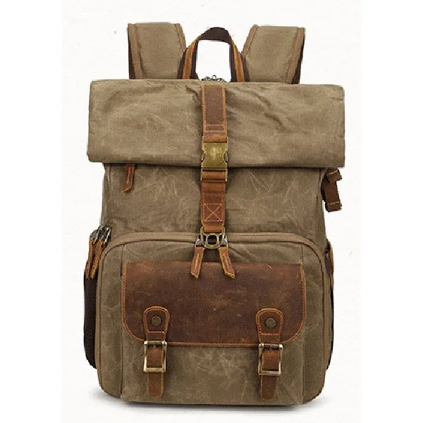 Waxed Canvas DSLR Backpack Grey