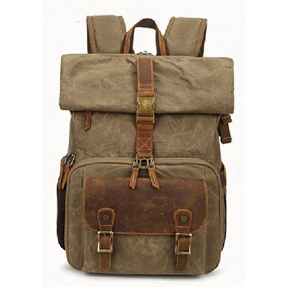 Waxed Canvas DSLR Backpack Grey