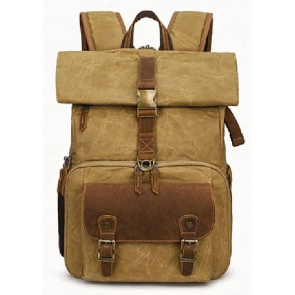 Waxed Canvas DSLR Backpack Khaki