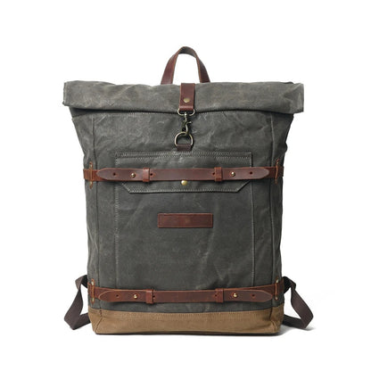 Waxed Canvas Military Backpack Army Green