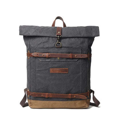 Waxed Canvas Military Backpack Gray