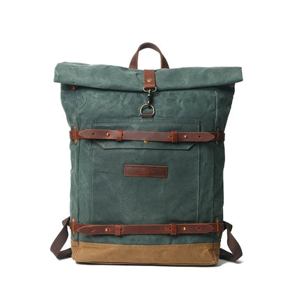 Waxed Canvas Military Backpack Lake Green