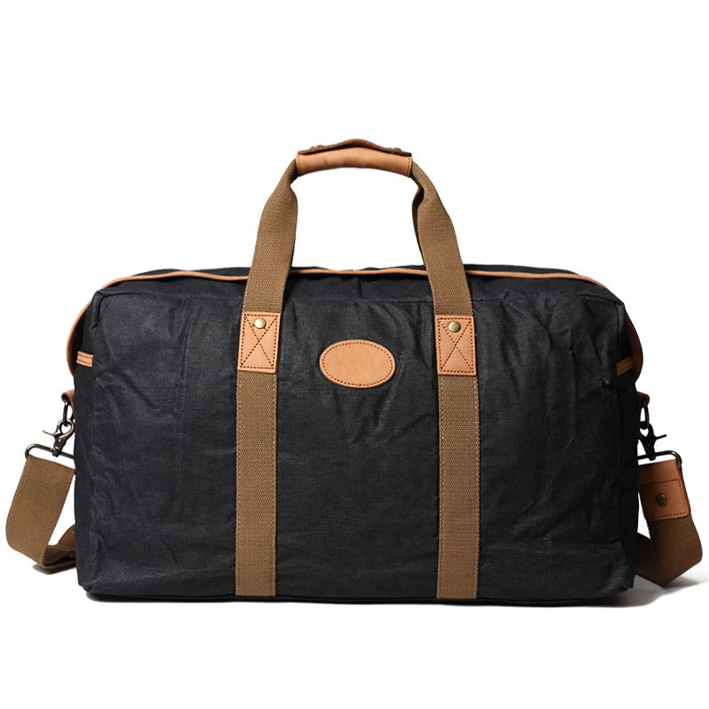 Waxed Canvas Overnight Bag Black