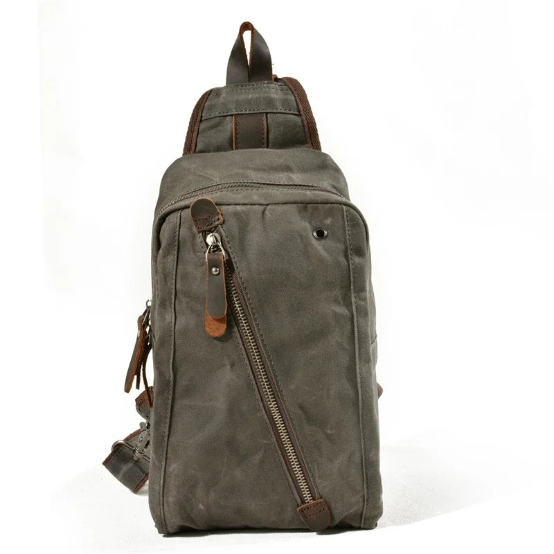 Waxed Canvas Sling Bag green