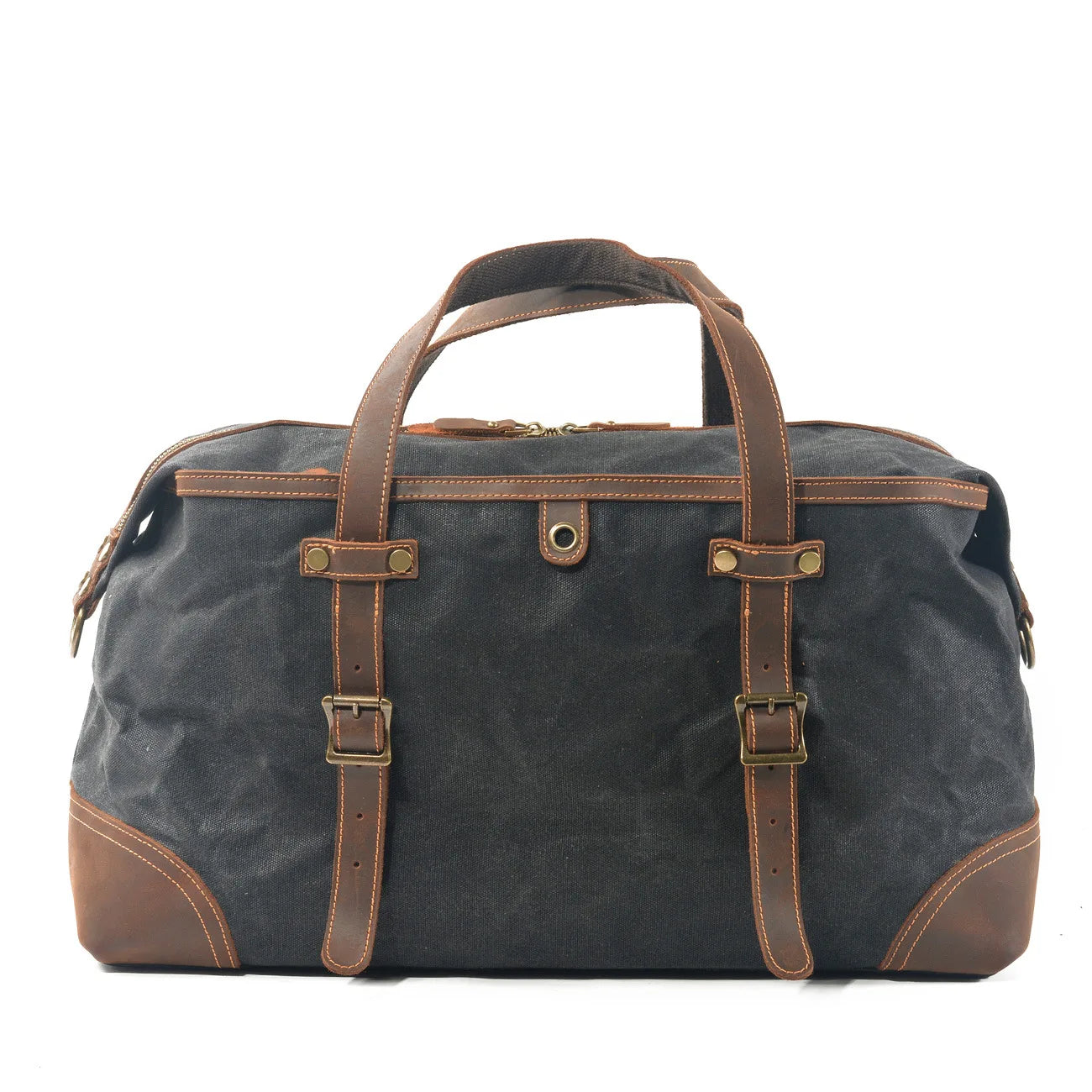 Waxed Canvas and Leather Duffle Bag black