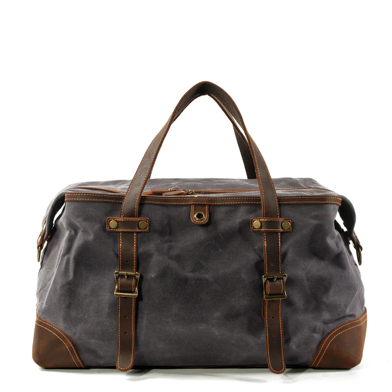 Waxed Canvas and Leather Duffle Bag dark gray