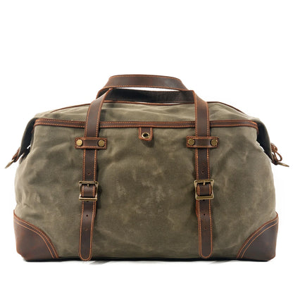 Waxed Canvas and Leather Duffle Bag green