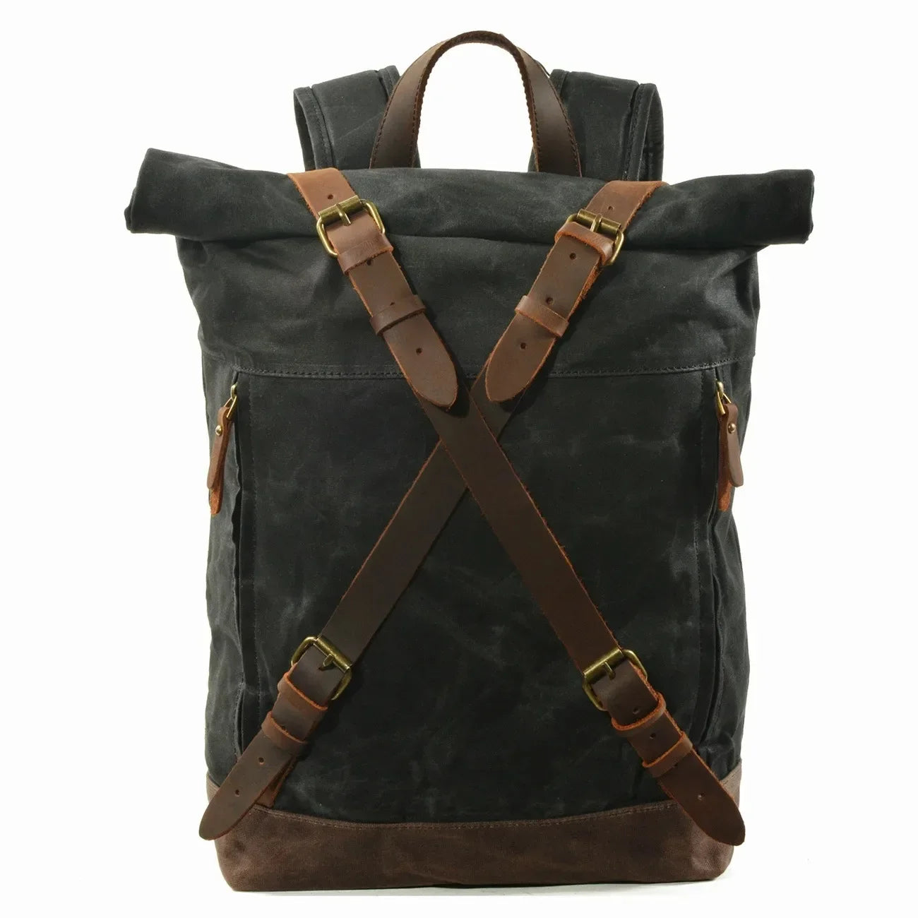 Waxed canvas backpack rucksack black