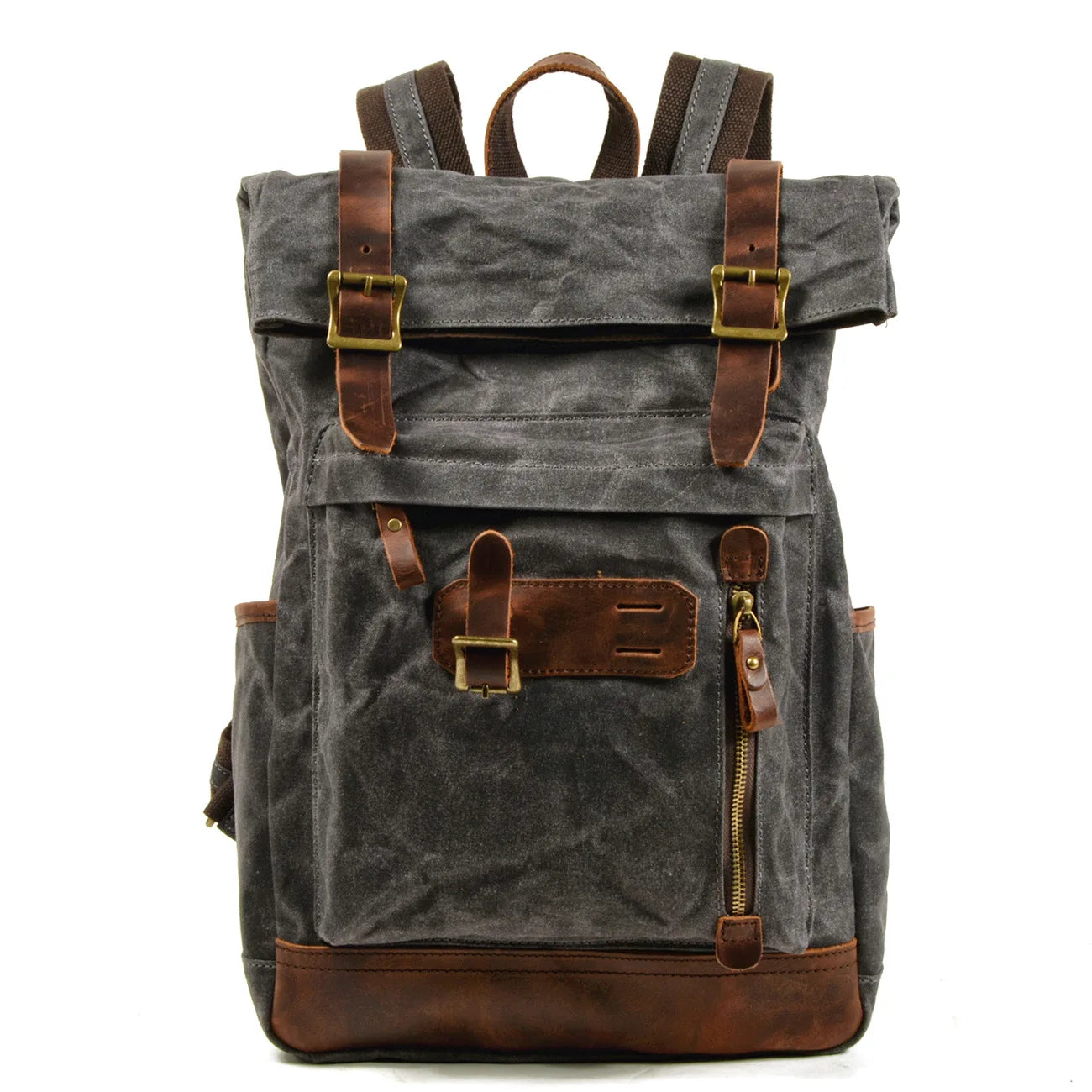 Waxed canvas commuter backpack gray