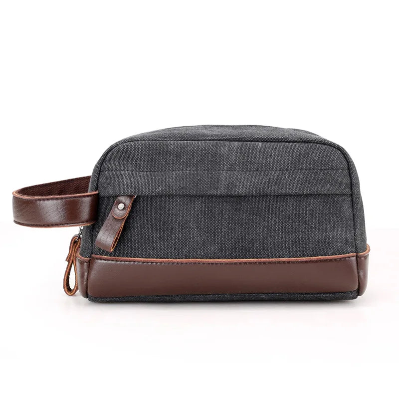 Waxed canvas dopp kit black