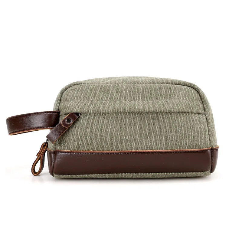 Waxed canvas dopp kit green