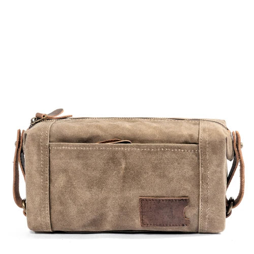 Waxed canvas dopp men's toiletry bag khaki