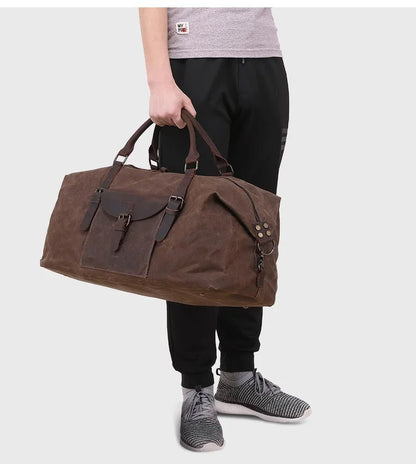 Waxed canvas duffel bag