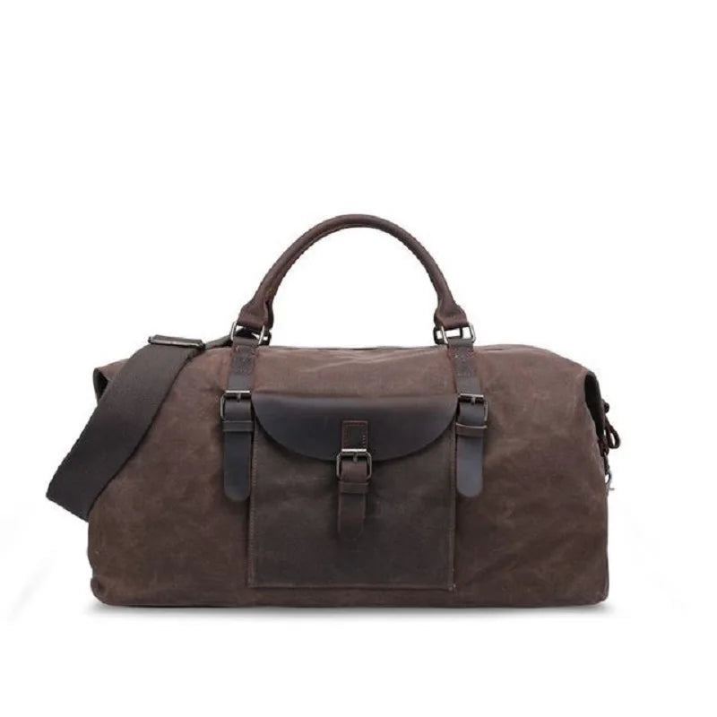 Waxed canvas duffel bag coffee