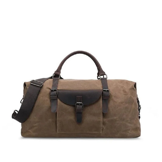 Waxed canvas duffel bag khaki