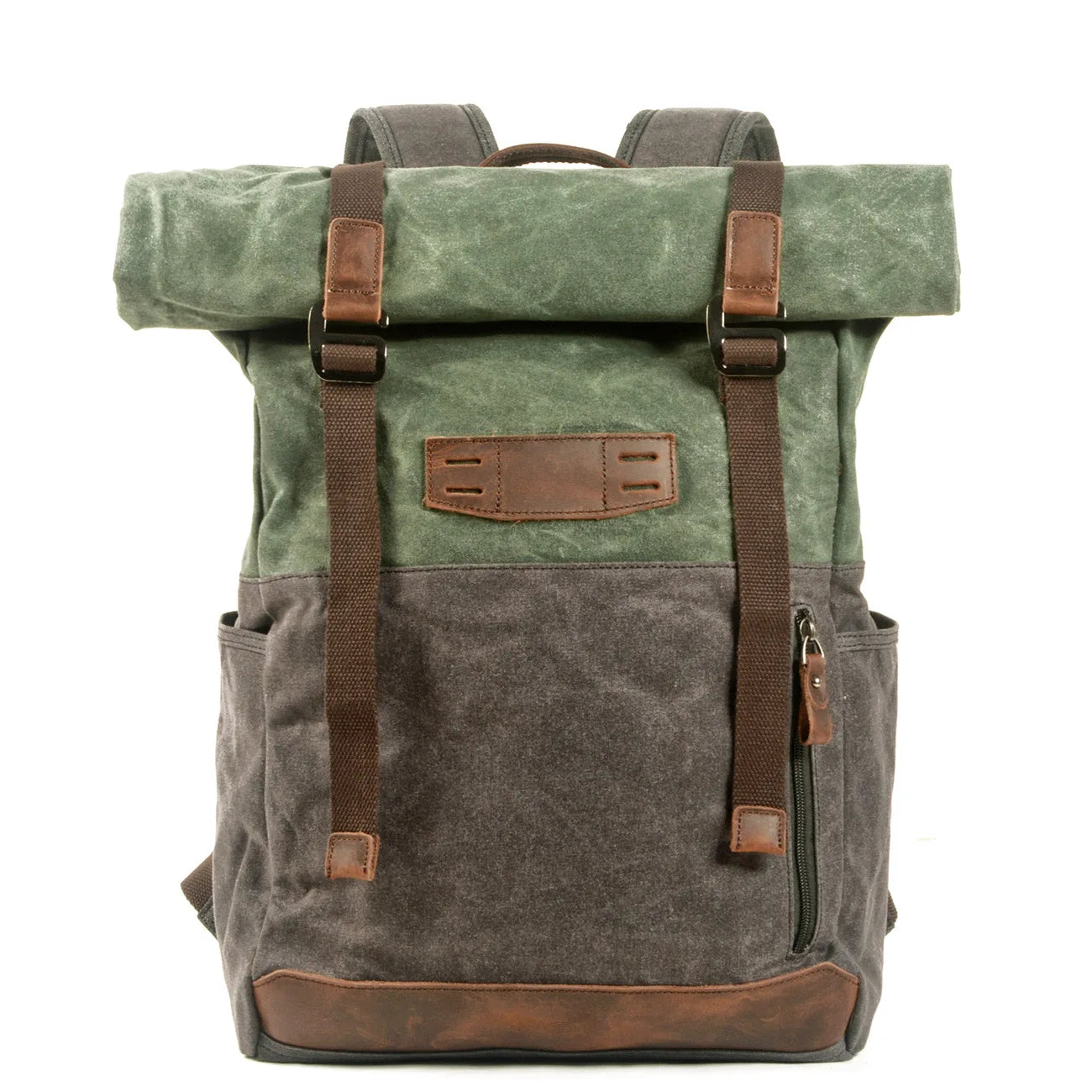 Waxed canvas hiking backpack Army Green