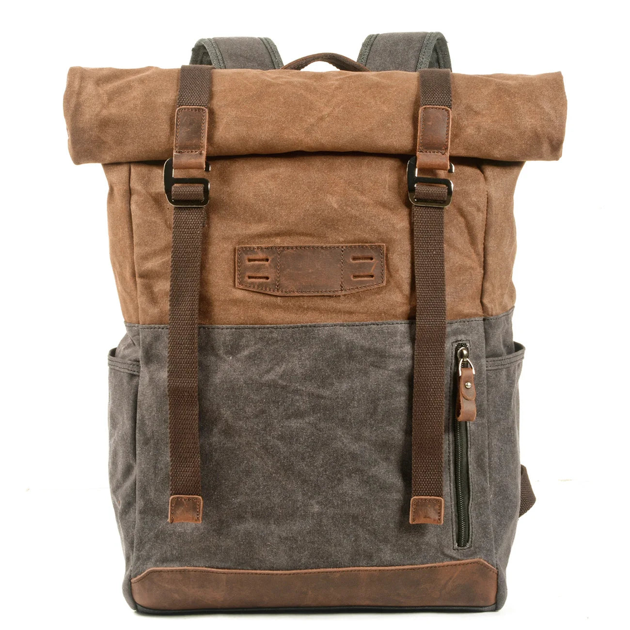 Waxed canvas hiking backpack Dark Brown