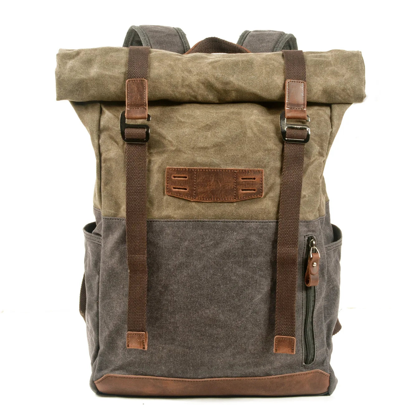 Waxed canvas hiking backpack Lake Green