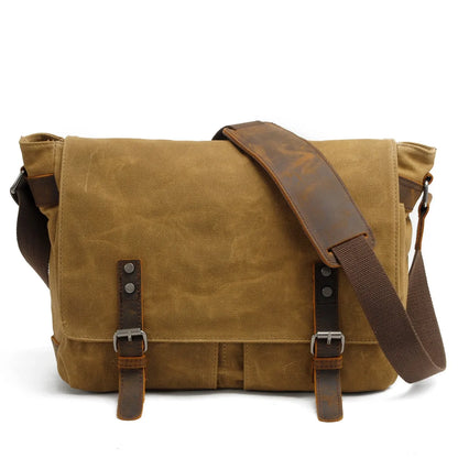 Waxed canvas messenger bag khaki