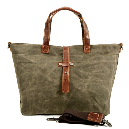 Waxed canvas tote green