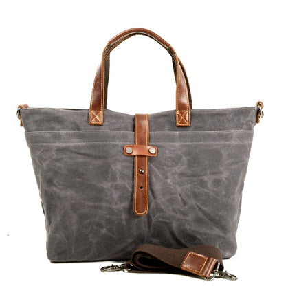 Waxed canvas tote grey