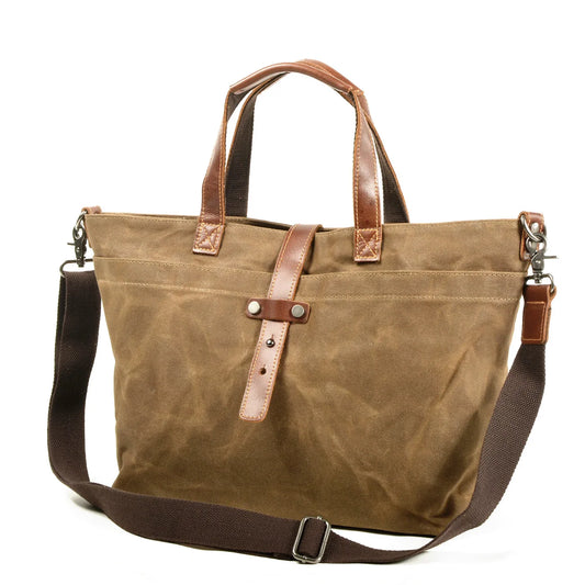 Waxed canvas tote khaki