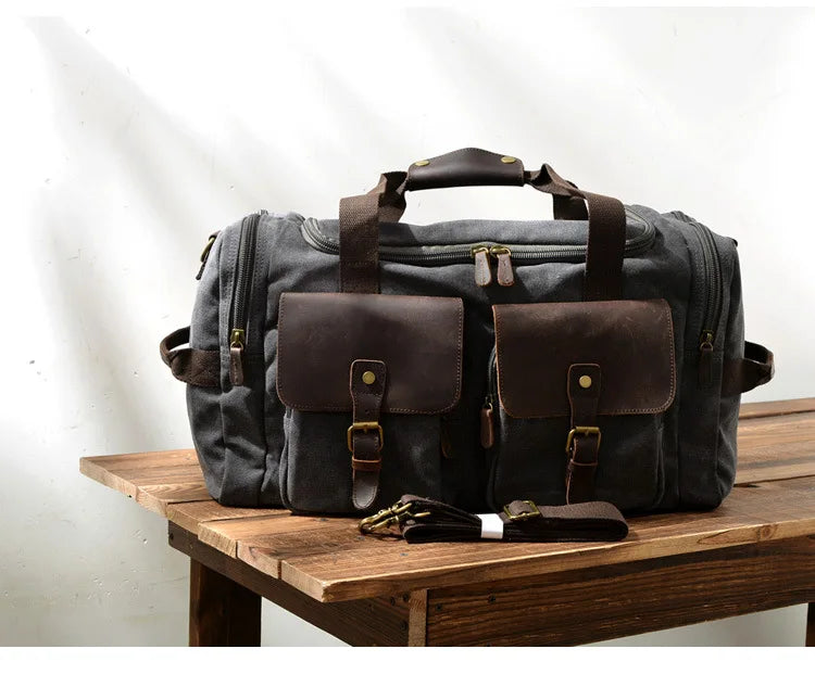 Waxed canvas travel bag