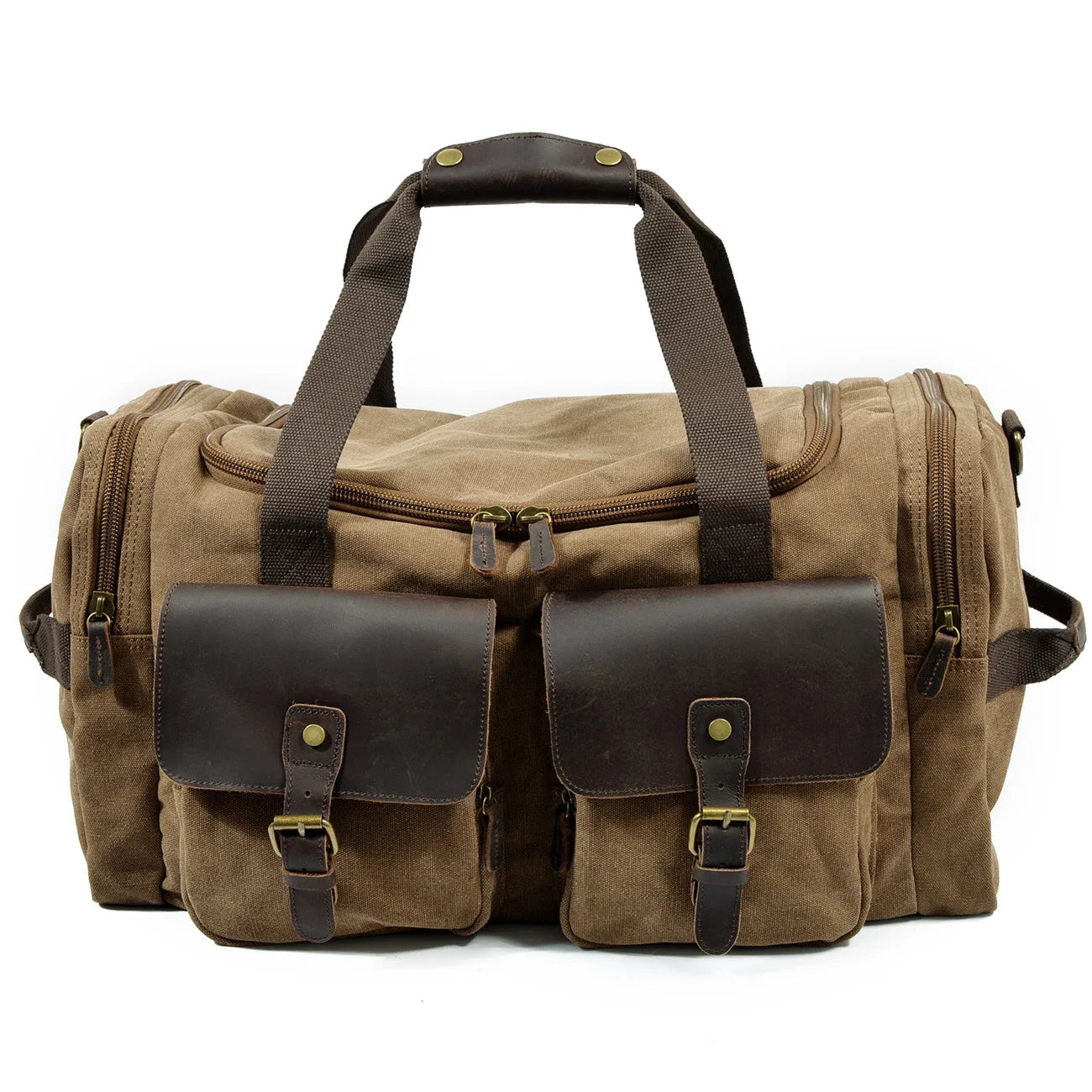 Waxed canvas travel bag brown