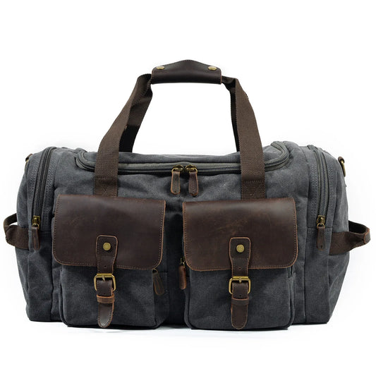 Waxed canvas travel bag dark grey