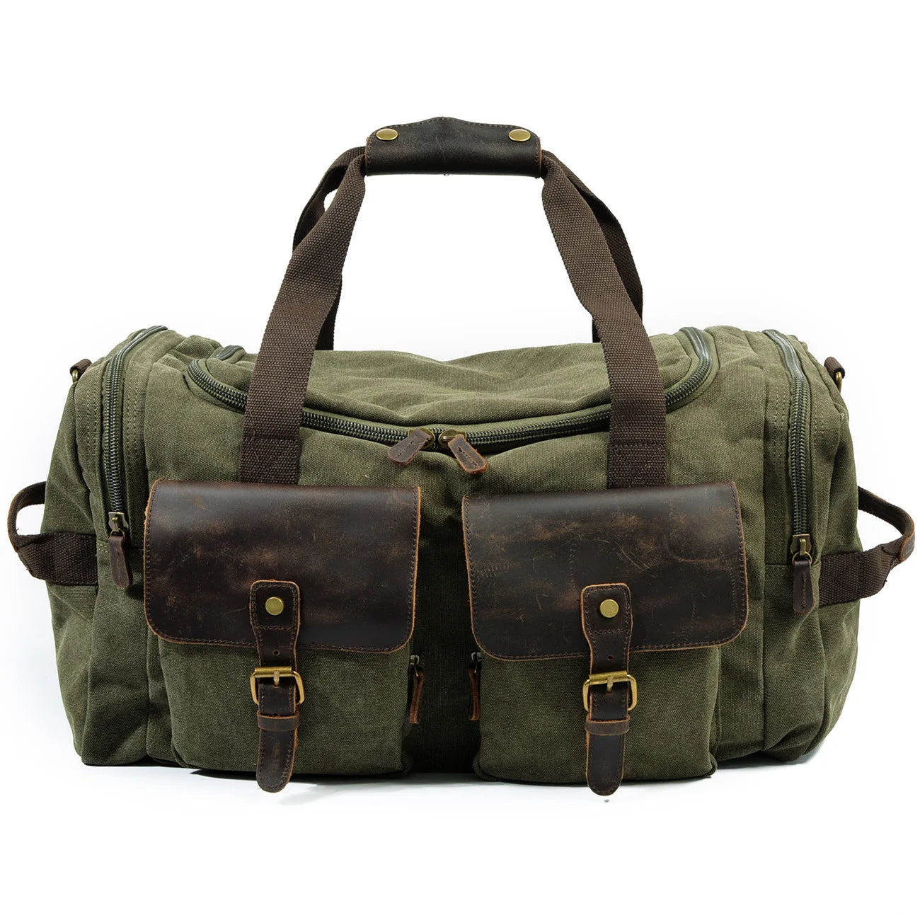 Waxed canvas travel bag green