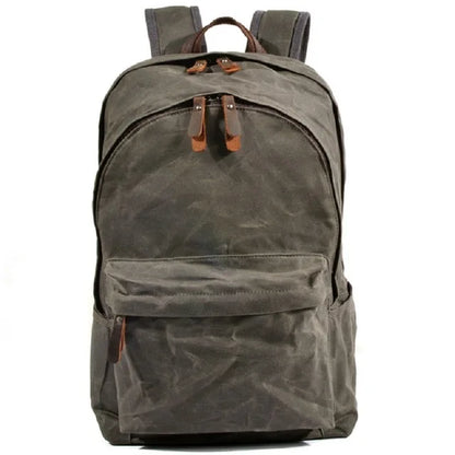 Waxed canvas work backpack gray