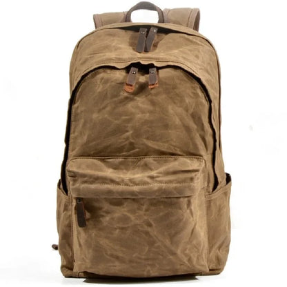 Waxed canvas work backpack khaki